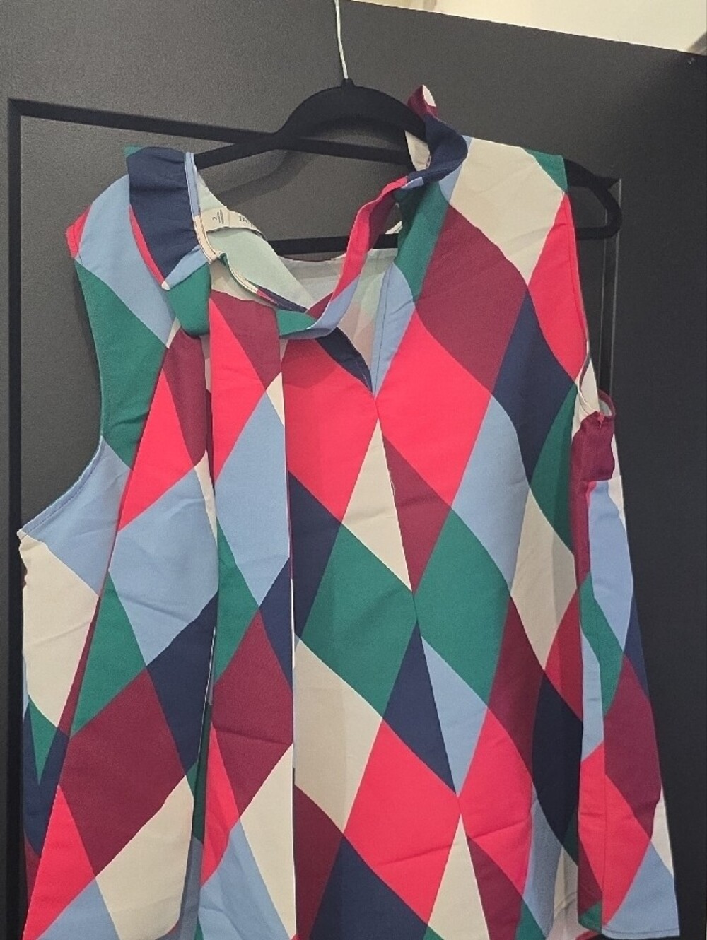 torrid Multicolor Diamond Print Ruffle Neck Tank - Picture 2 of 5